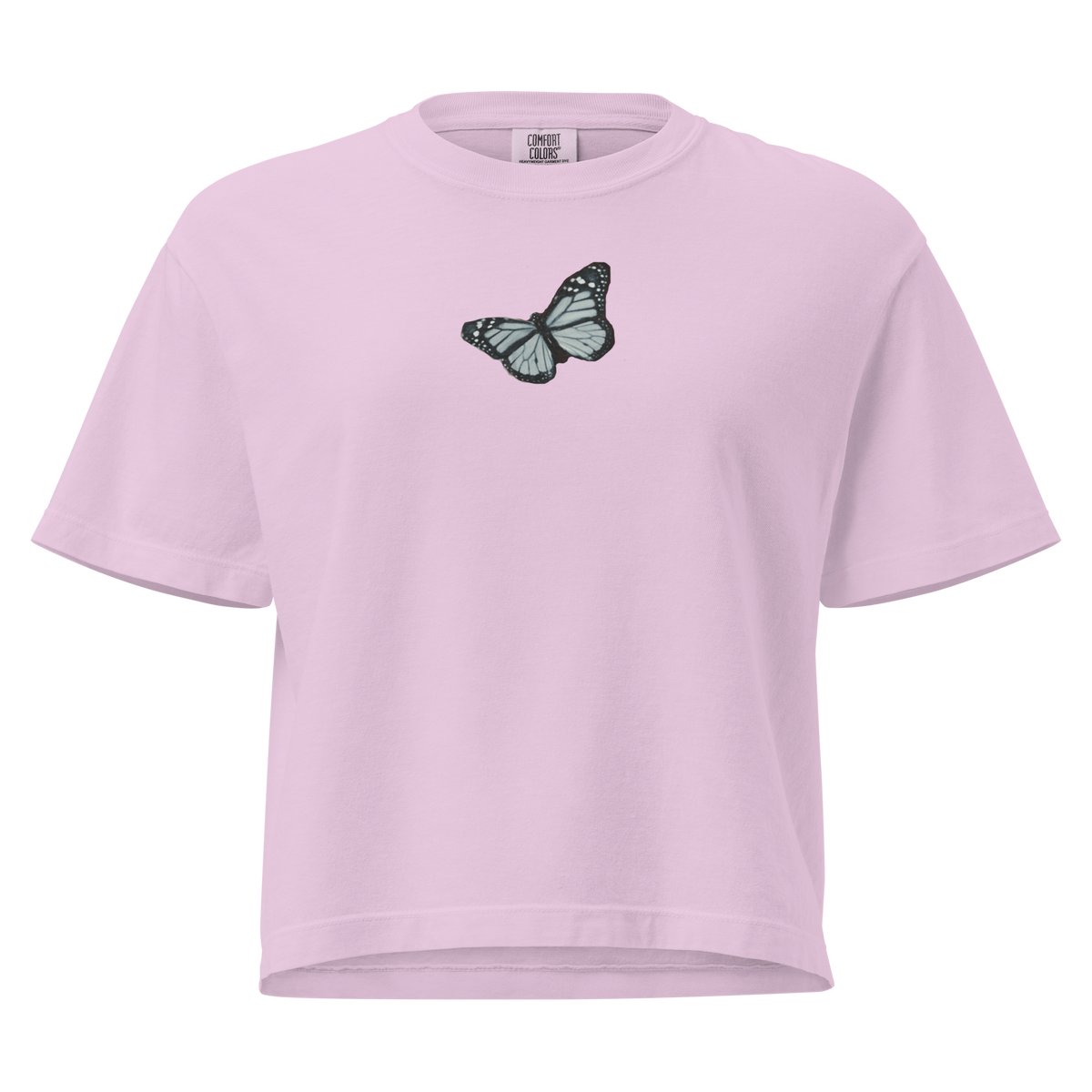 Band of Muses - In The Air box tee in pink featuring the Band of Muses butterfly on the front
