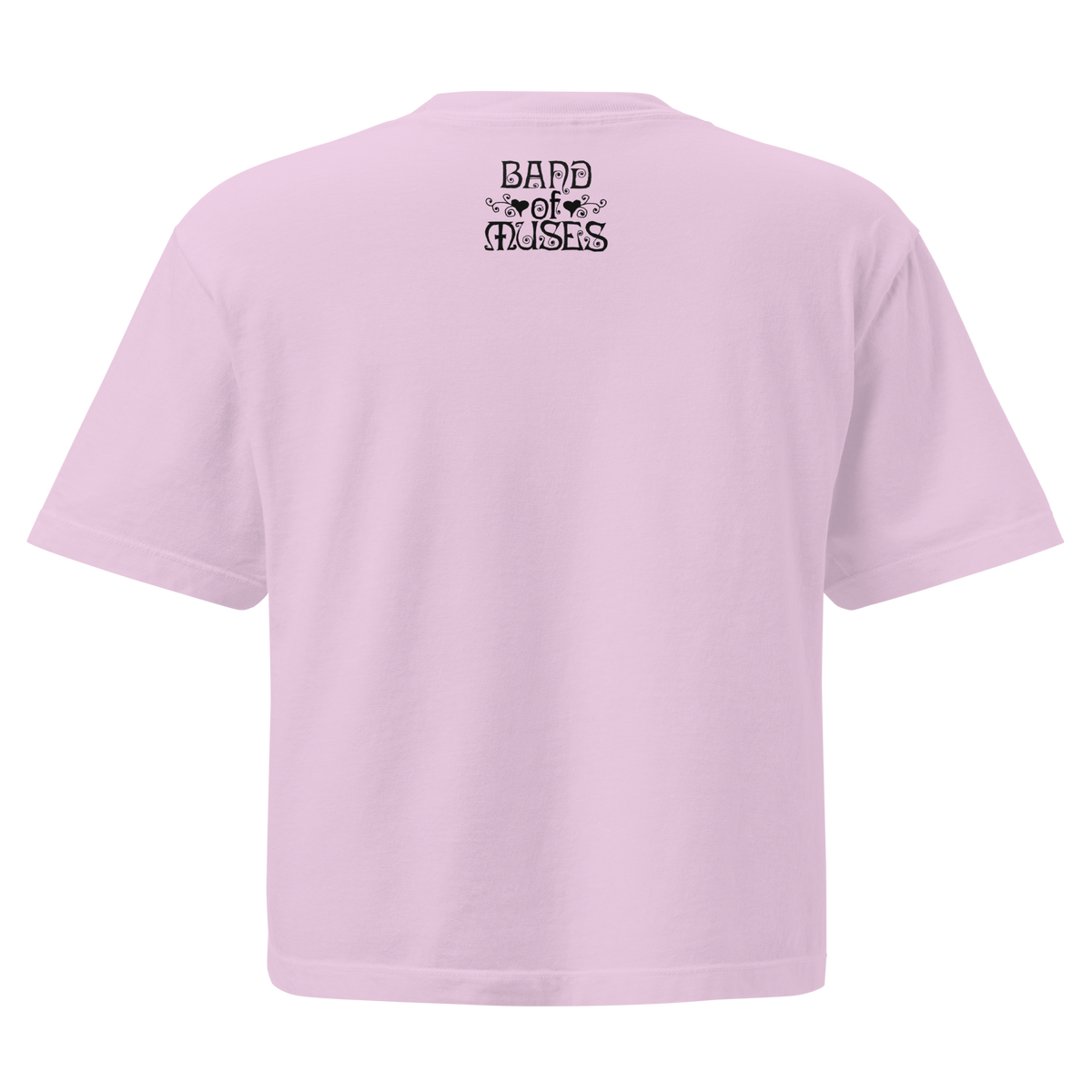Band of Muses - In The Air Box Tee in pink featuring the Band of Muses logo on the back