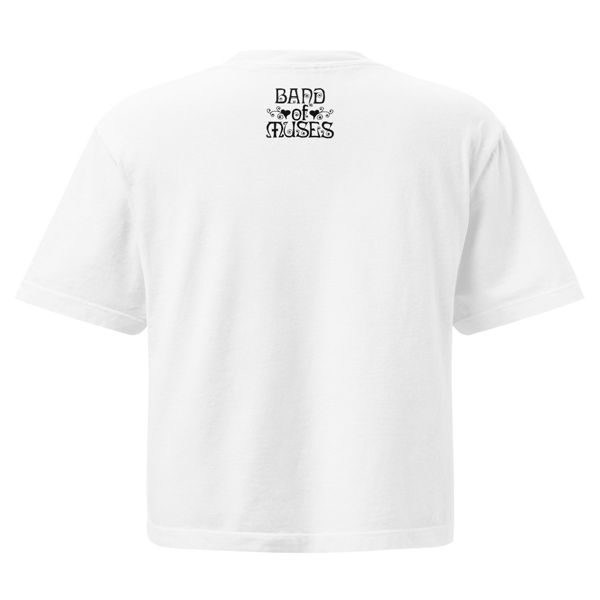 Band of Muses - In The Air Box Tee in white with Band of Muses logo on back 